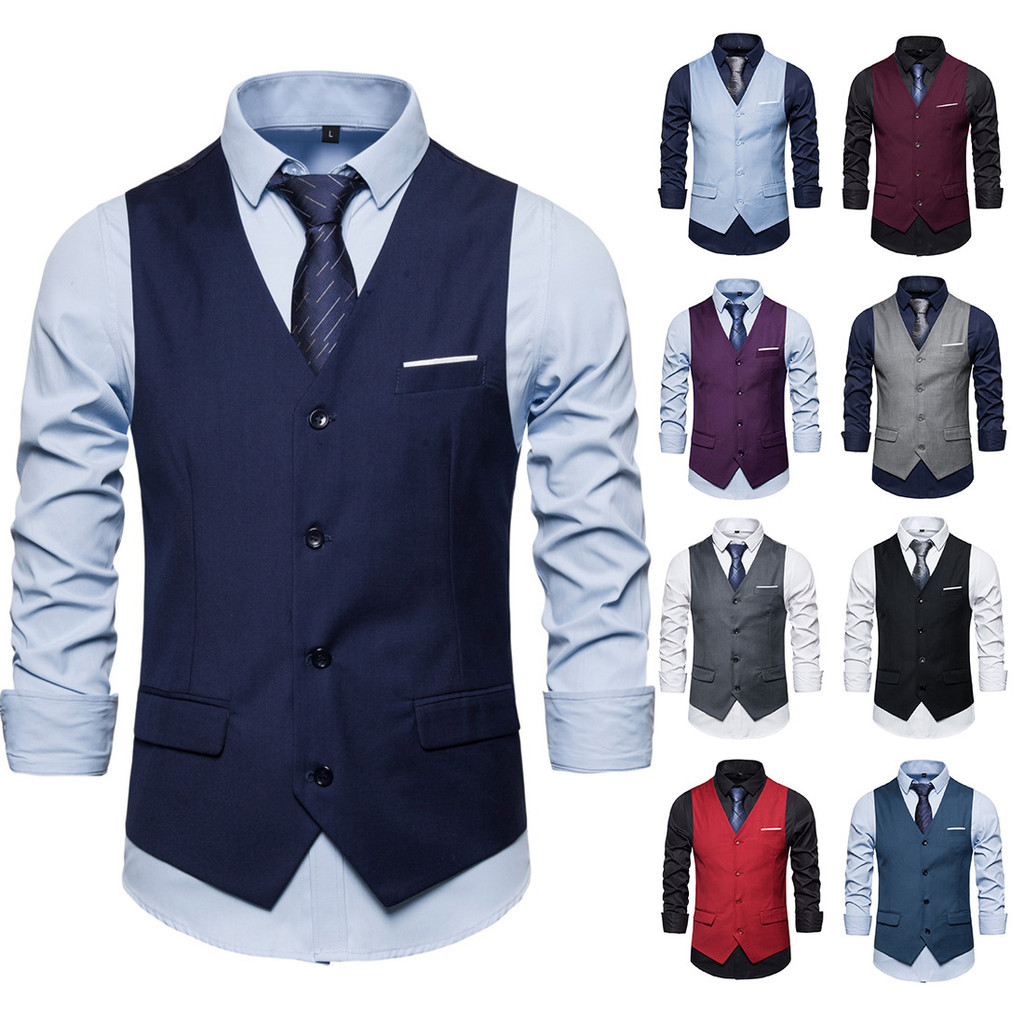 Colete Masculino De Tamanho Grande , Cor Sólida , Casual , Negócios , Único