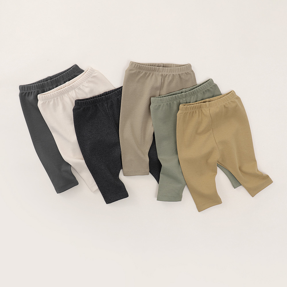 Novo estilo básico calças de bebê fino primavera outono puro algodão criança cor lisa All-Match Leggings bebê interior c