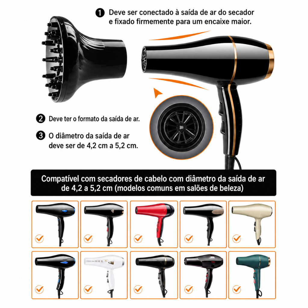 Difusor de Cachos Ar Universal para Secador de Cabelo — imagem 2 de 2