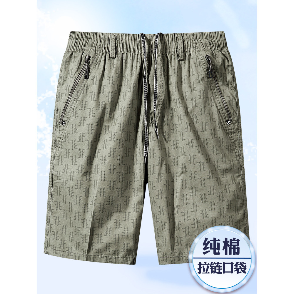 Pai roupas de verão puro algodão calças de cinco pontos homens de meia-idade Casual solto Shorts de meia-idade idosos Gr