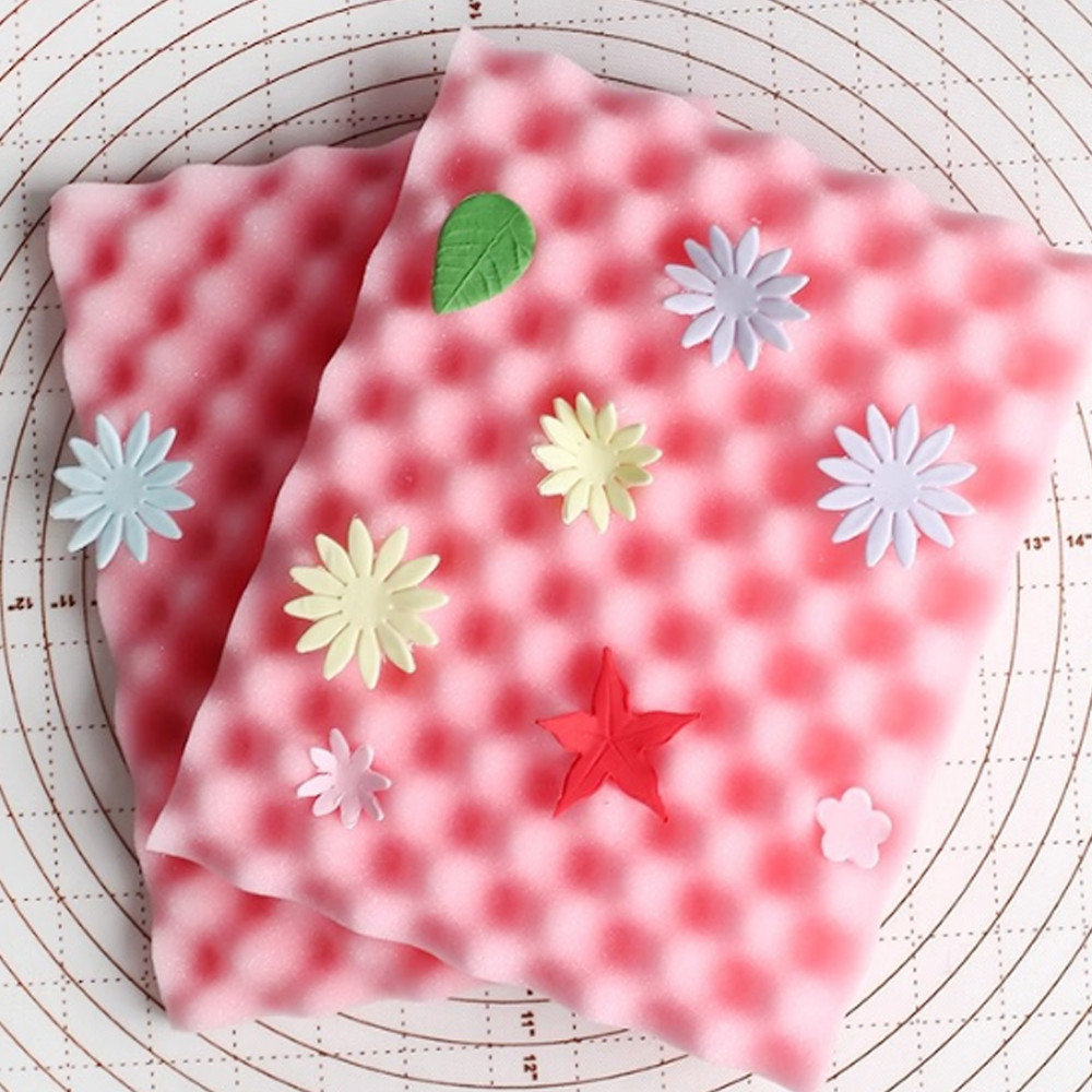 KALAIEN 2 peças de tapetes de esponja ondulada para flores de argila, bandeja de secagem de flores de fondant, tapete de