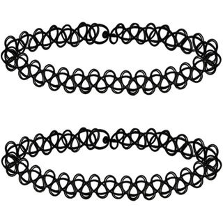 2 Peças de Colar Choker de Tatuagem Preto, Colar Choker de Tatuagem Arco-Íris, Choker dos Anos 90, Choker de Tatuagem Az