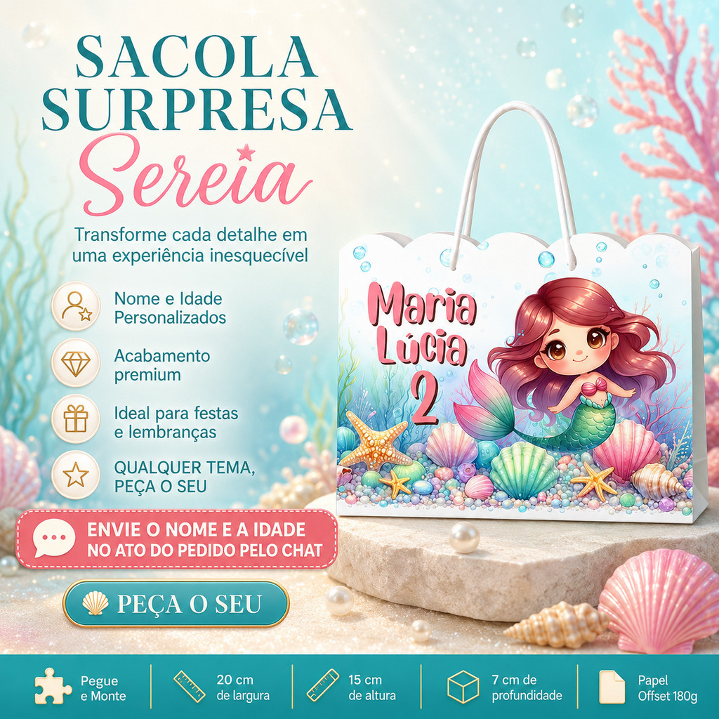 Kit 15 Sacolinhas Surpresa Pegue e Monte Personalizadas Qualquer Tema