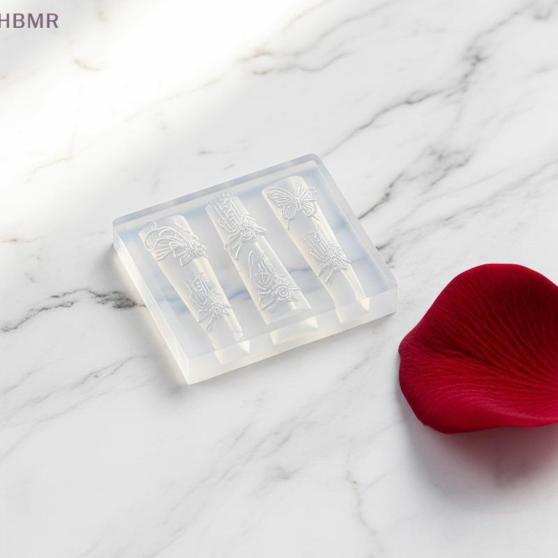 [HBMR] Molde De Silicone Para Unhas , Lavável , Reutilizável , Arco Rosa , Caveira , Pena , Design Esmalte Em Gel , Arte