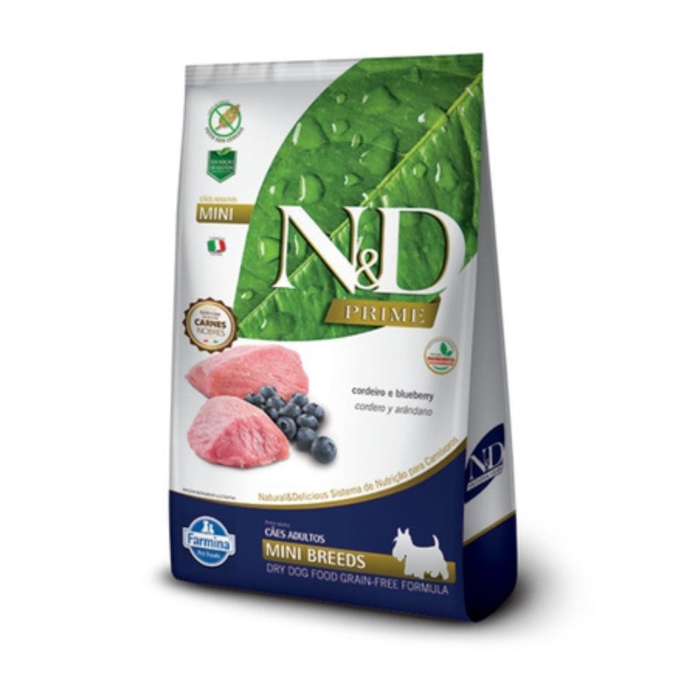 Racao Farmina N&D Prime para Caes Adultos de Racas Pequenas sabor Cordeiro e Blueberry 2,5kg