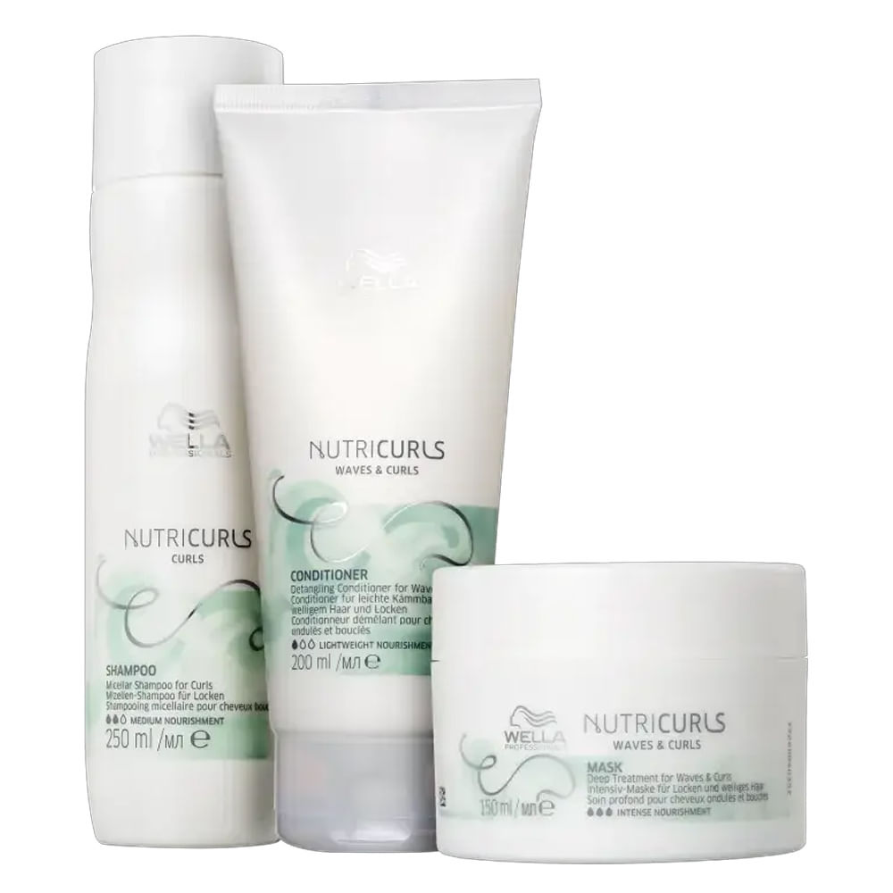 Kit Shampoo + Condicionador + Máscara Wella Professionals Nutricurls