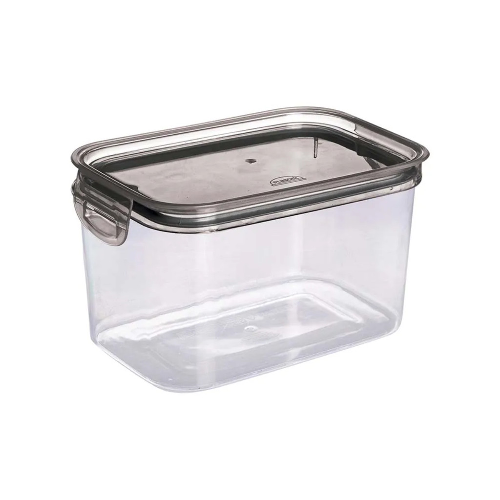 Pote Hermético Trava Mais Cristal Retangular 1,2L Empilhável Porta Alimentos Mantimento Transparente