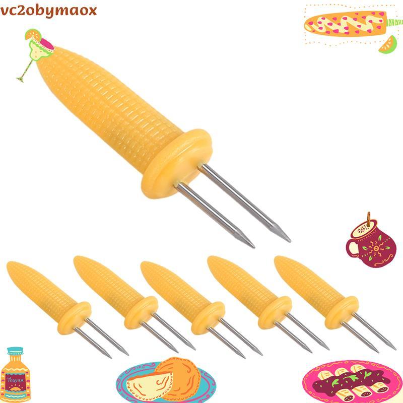 6 Peças De Rack De Milho Na Espiga Espetos De Garfo De Aço Inoxidável Com Alça De Silicone vc2obymaox.br
