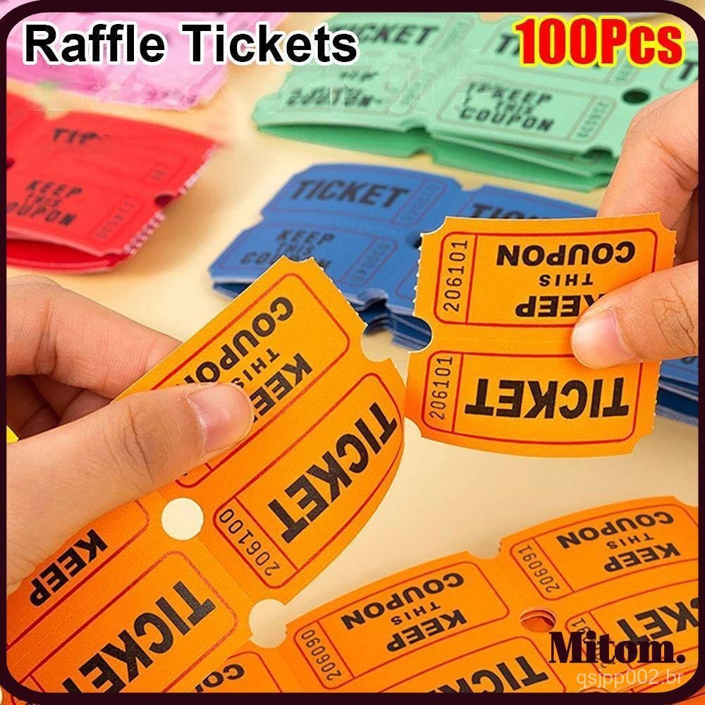 MITOM 100 Unidades De Ingressos De Rifa , Para Eventos De Bebidas Em Sala De Aula , Comemoração , Rolo De Loteria Massa