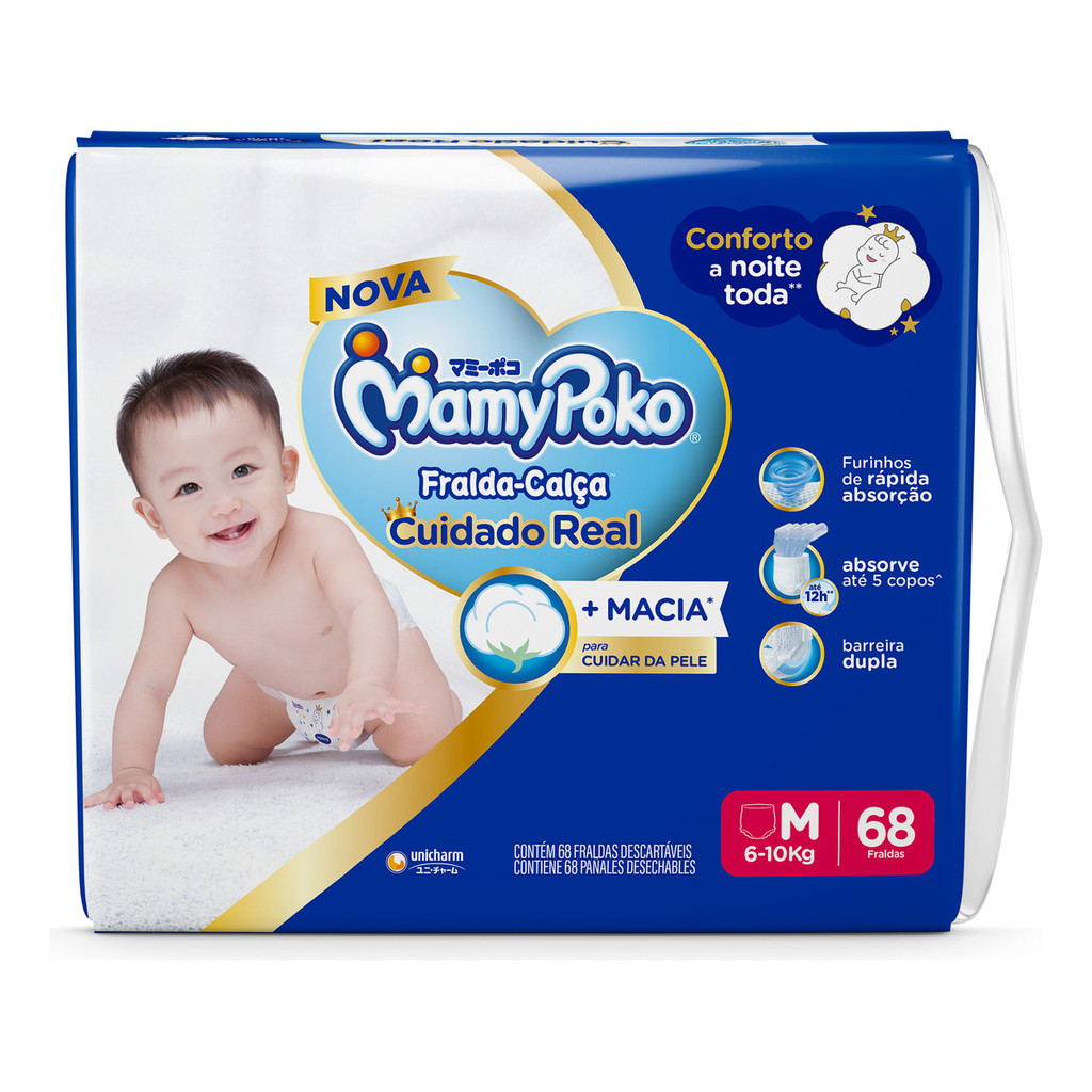 MamyPoko Fralda-Calça Premium Seca M 68 Unidades