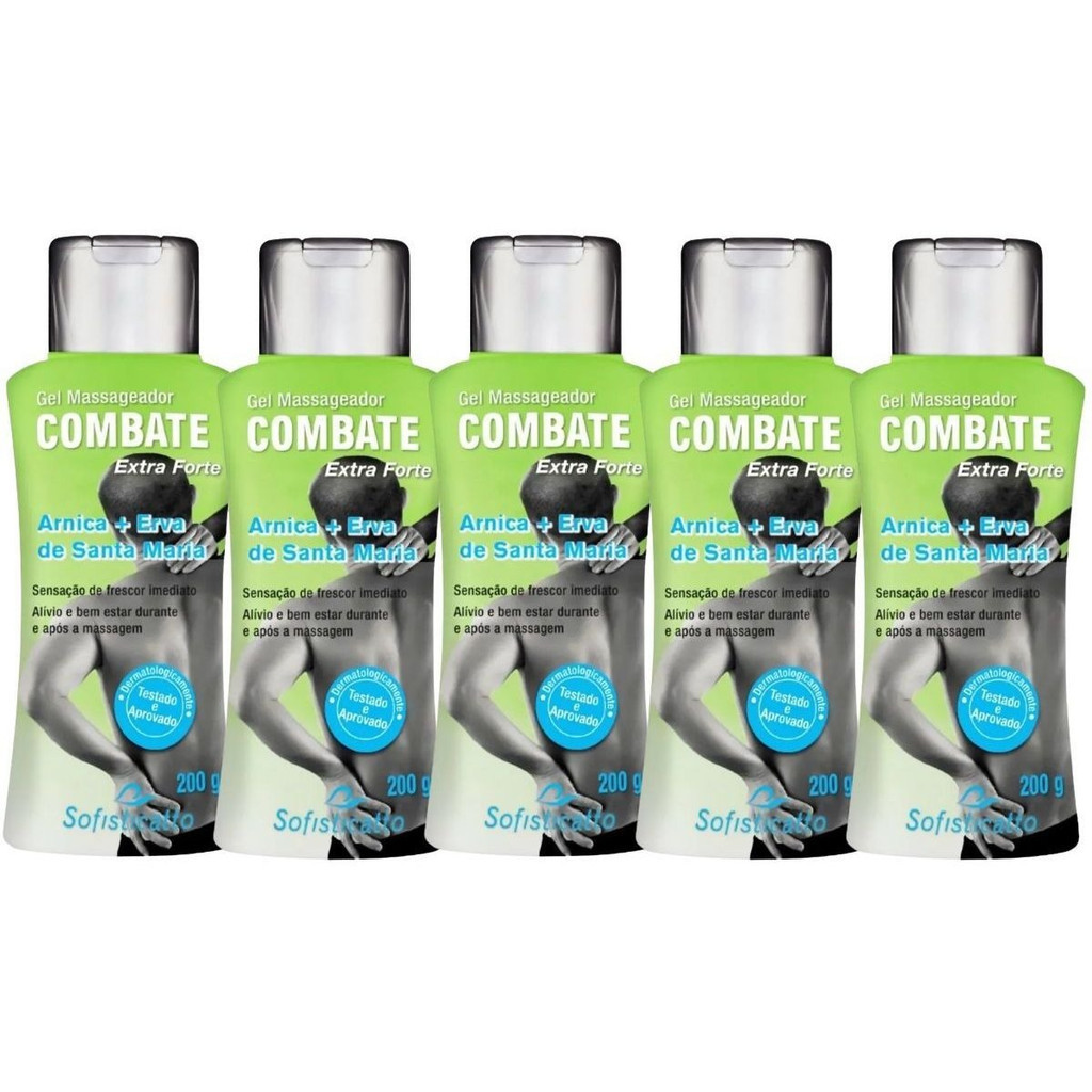 Kit 5 Gel Combate Erva De Santa Maria Relaxante Muscular