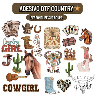 Adesivo DTF Country Adesivo Termocolante Para Personalizar Calça Jaquetas Camisas Roupas Pronto para Estampar em Oferta na Shopee