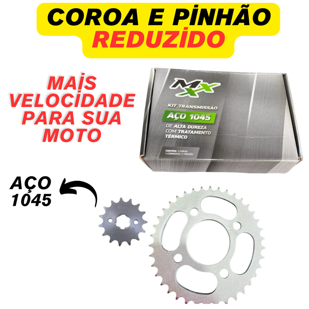 Kit  Coroa E Pinhão 38z 14z ReduzidoTitan 150/Titan 160 sem corrente MXX em Oferta na Shopee