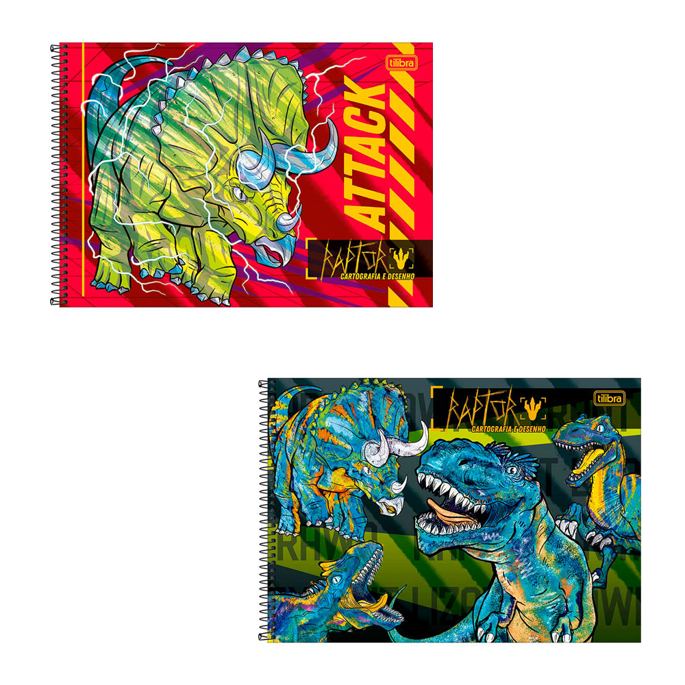 Caderno espiral capa dura cartografia 80 folhas Raptor Tilibra