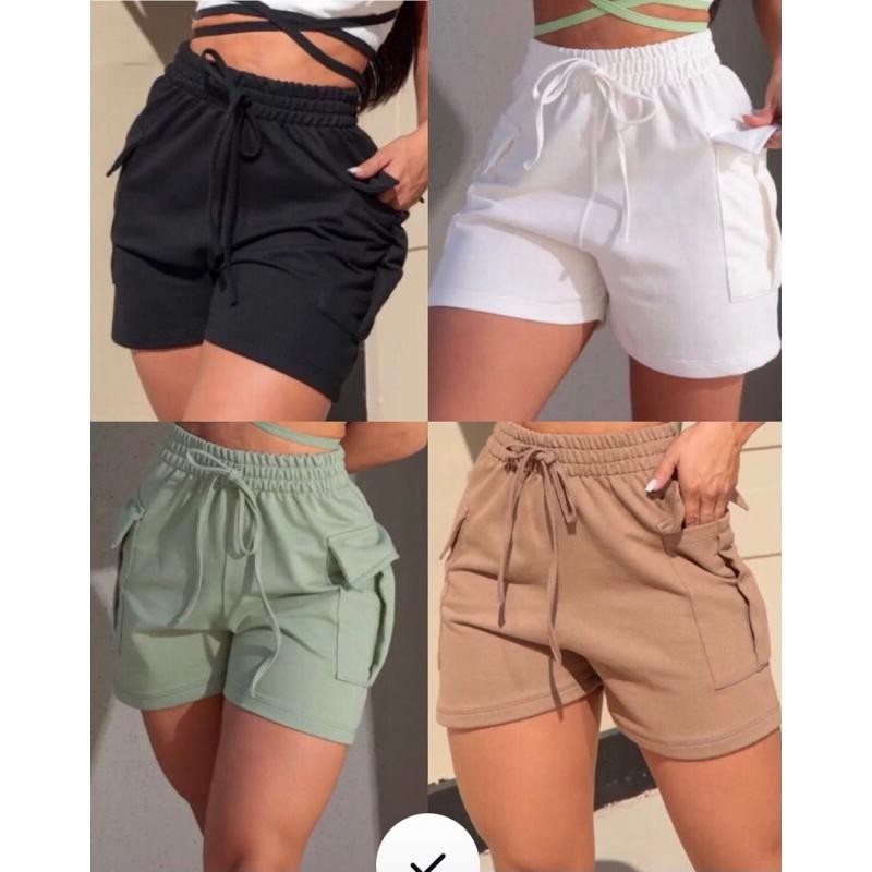Short Moletinho feminino com bolso do lado short cargo