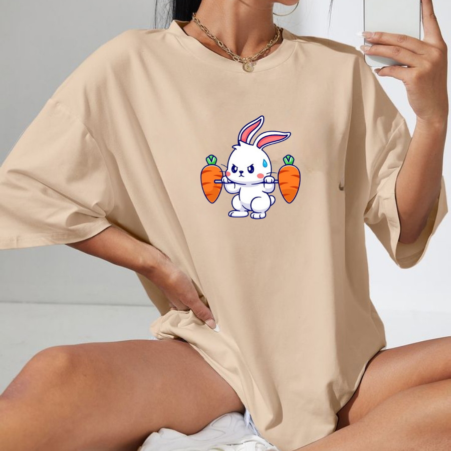 Camisetão Feminino Oversized Estampado 100% Algodão Estilo Academia Gym Wear