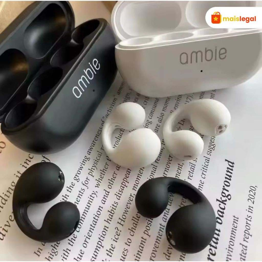 Ambie Sound Fone De Ouvido Sem Fio Earcuffs Bluetooth 5.2 IPX5 Fone Esporte À Prova D'água Com Microfone