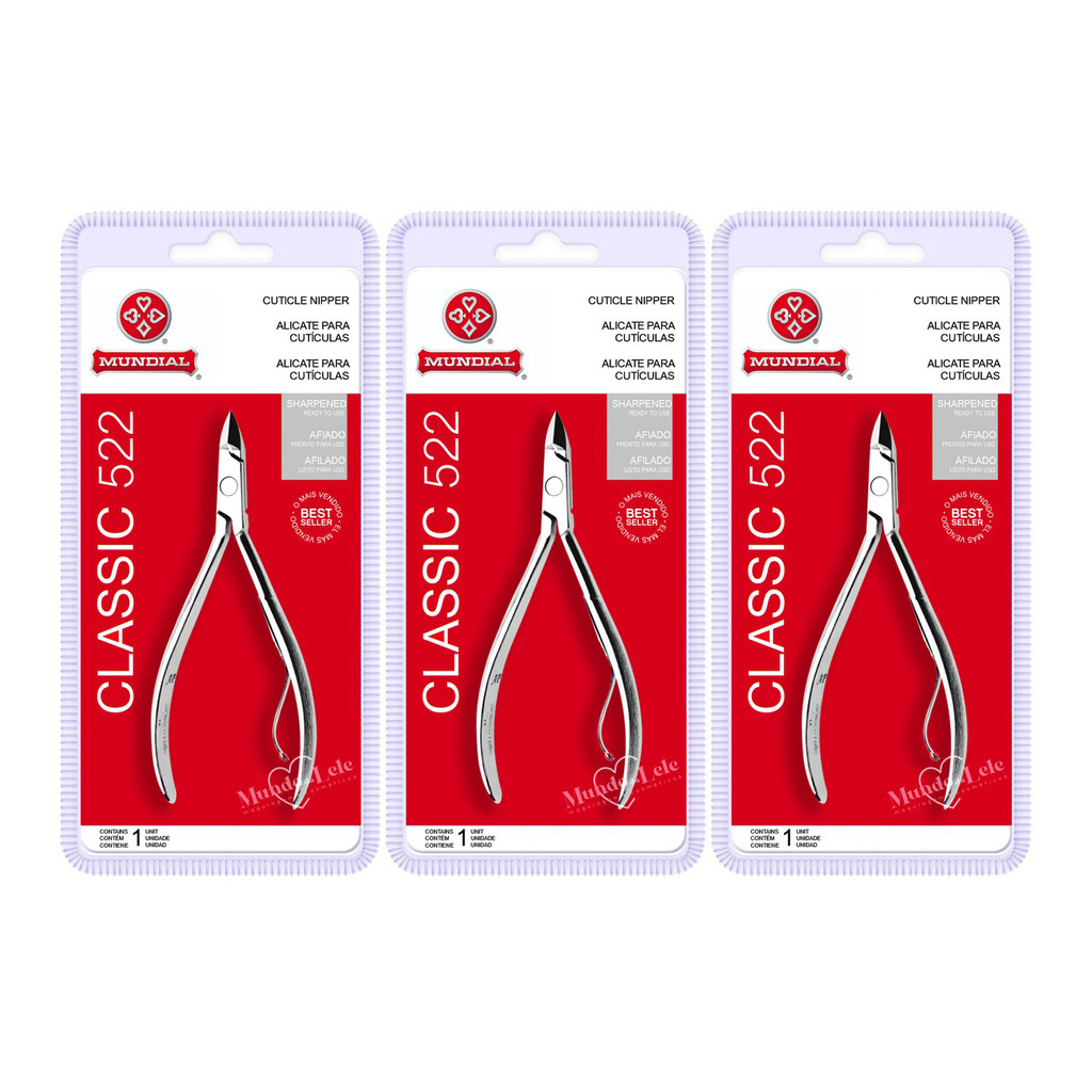 ALICATE DE CUTÍCULA CLASSIC MUNDIAL 522 - KIT C/3 UNIDADES