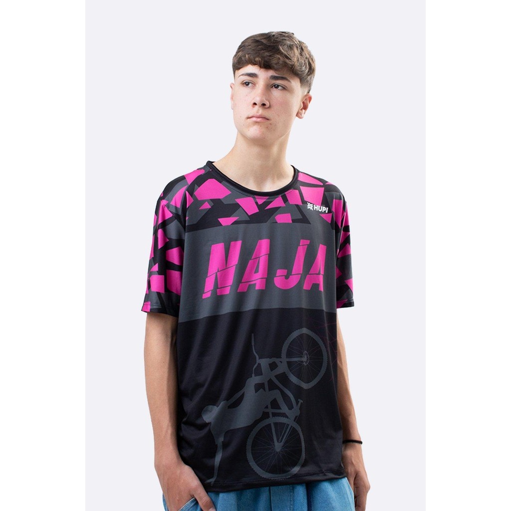 Camiseta Masculina HUPI Bike Naja Preto/ Pink em Oferta na Shopee