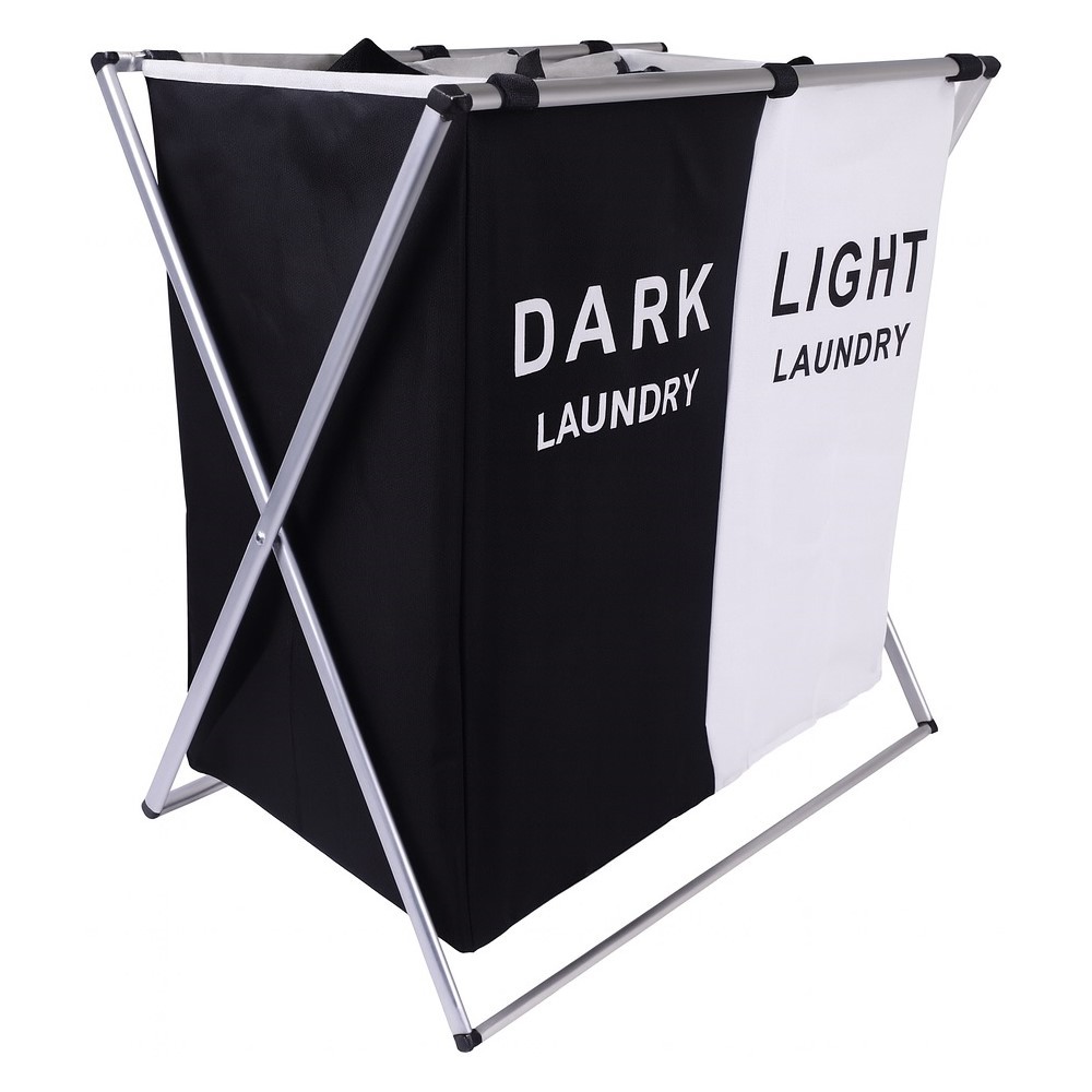 Cesto de Roupa Suja Duplo com 2 Divisórias Separador de Roupas para Lavanderia Yikasa