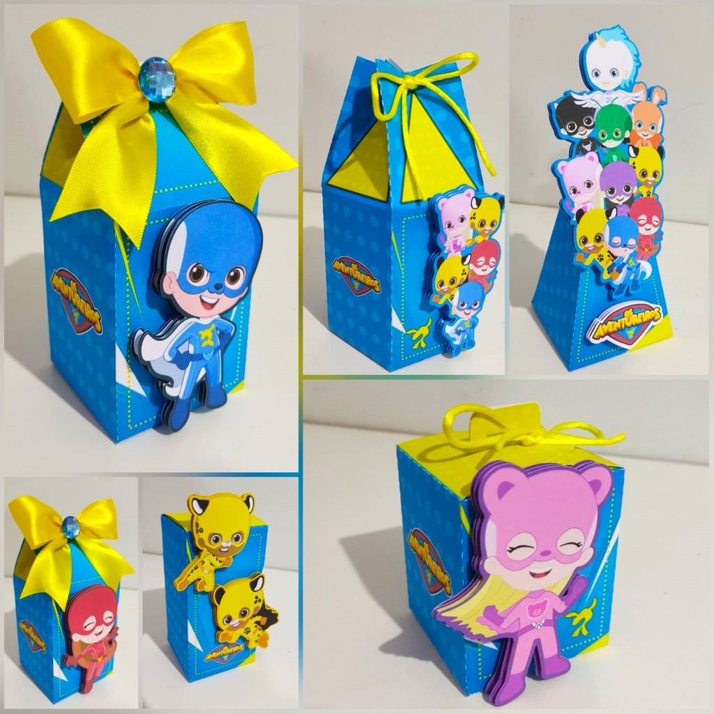 Kit Papelaria Personalizada Lucas Neto os Aventureiros Menino Caixa Caixinha para Festa DESMONTADO