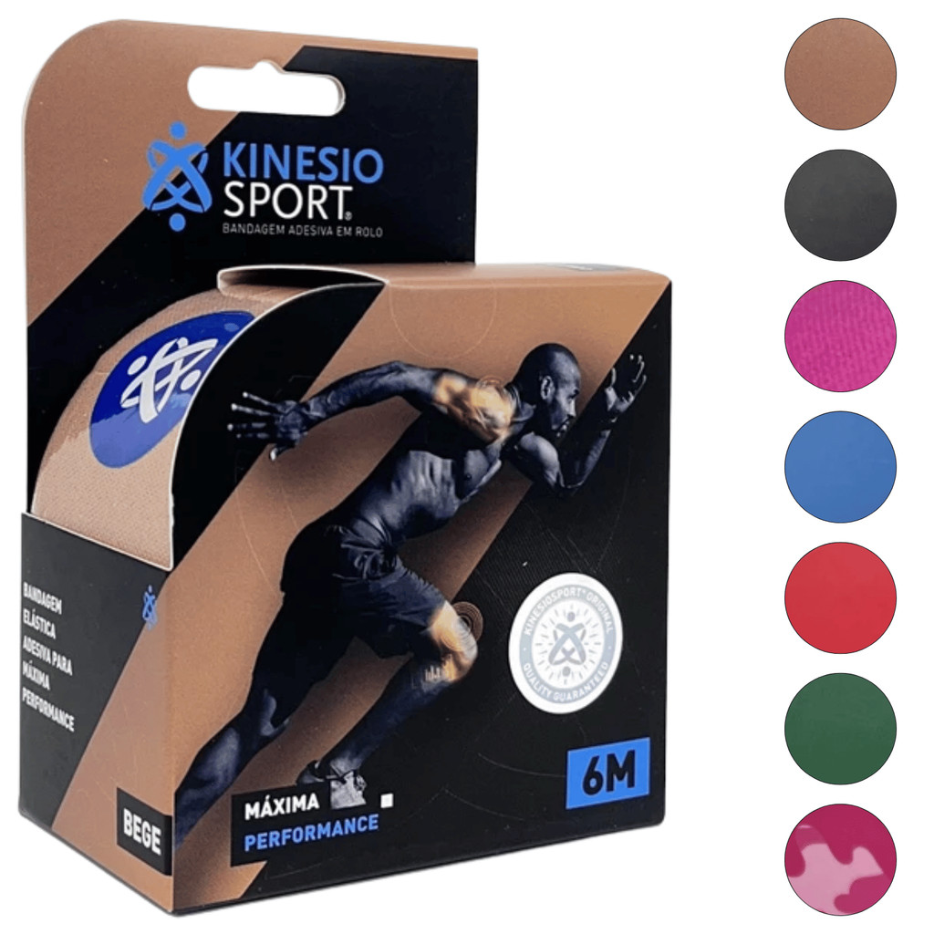 Bandagem Elástica com 6 METROS Fita Adesiva Rolo 5cm X 6m Taping Pré Intra Pós Operatório Parto com ANVISA Kinesiosport