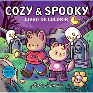 Cozy & Spooky – Livro de colorir em Oferta na Shopee