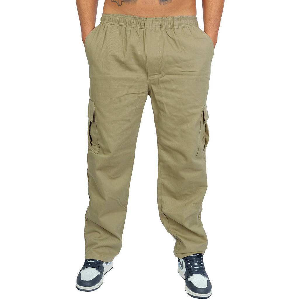 Calça Cargo Compton Sarja Pesada Reta Caqui