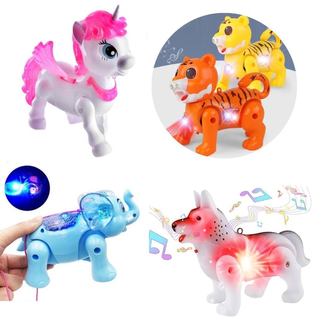 Kit 3 Brinquedos Animais de Fricção com Luz LED e Som Divertido Infantil