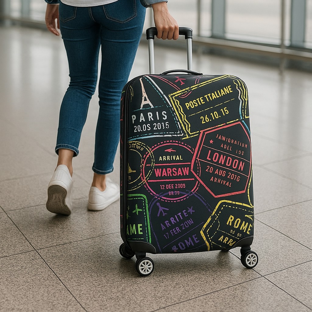 Capa Para Mala Selos Travel Preto Bagagem Protetora Viagem Colorida Proteção Segurança