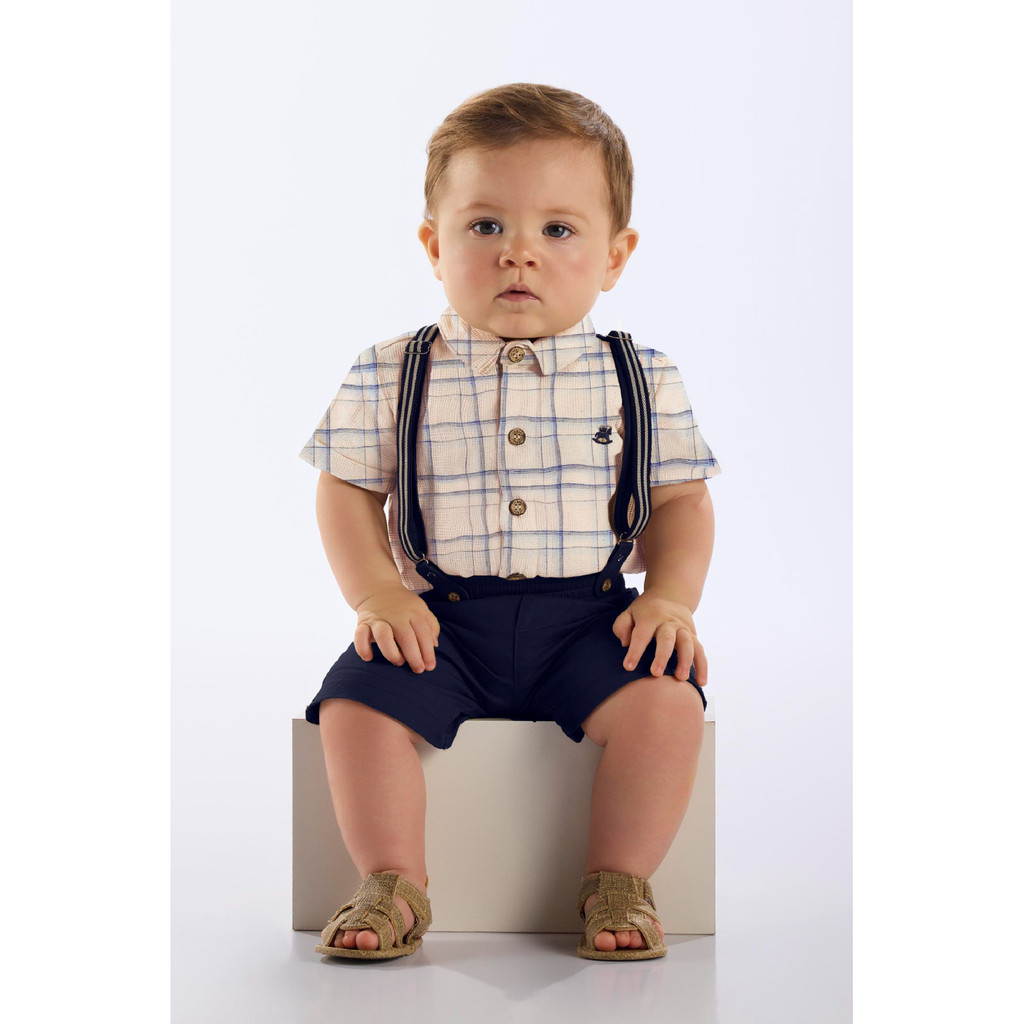 Conjunto Body Camisa e Bermuda Bebê Up Baby
