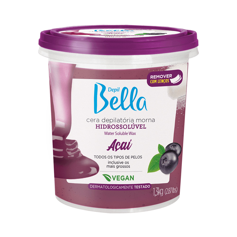 Cera Depilatória Depil Bella Morna Hidrossolúvel Açaí 1300g