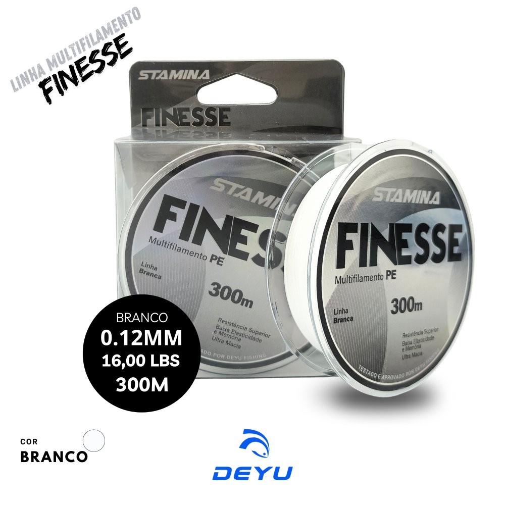 Linha Multifilamento Stamina Finesse 4x Branco - 300m 0,12mm | 16lb
