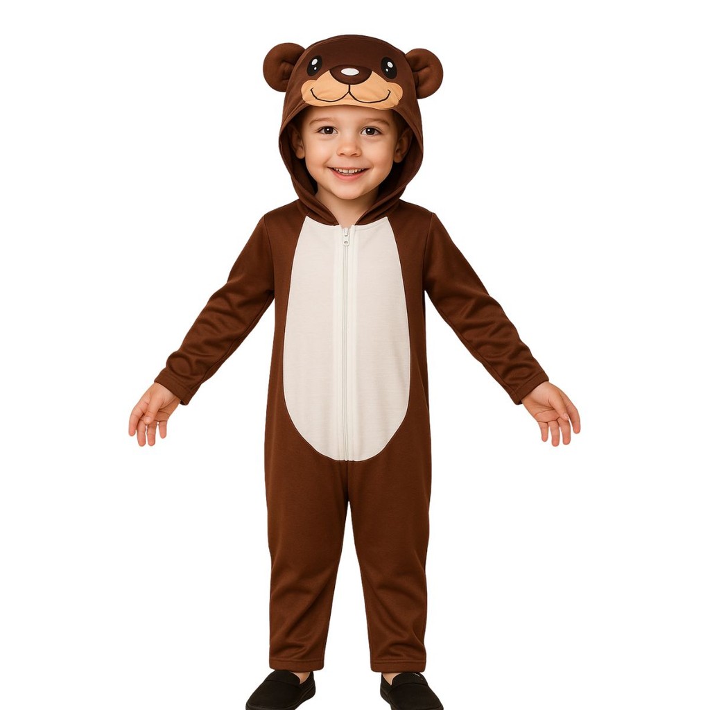 Pijama Infantil Macacão Kigurumi Fantasia Urso Marrom em Oferta na Shopee