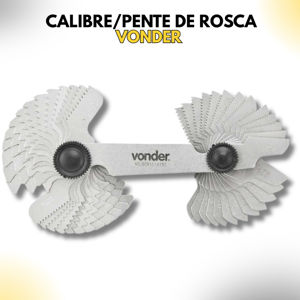 Calibre/Pente de Rosca com 52 Lâminas 0,25mm a 6mm Vonder