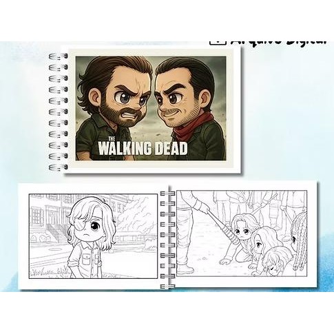 THE WALKING DEAD SERIADO LIVRO DE COLORIR 50 DESENHOS CAPA DURA A5 180G