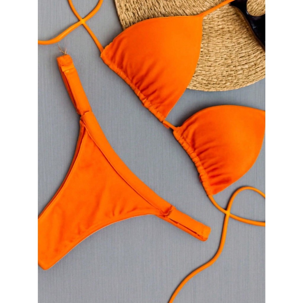 Conjunto biquíni Cortininha fita com bojo Suplex bronze calcinha fio dental regulável marquinha Moda Verão Tendência em Oferta na Shopee