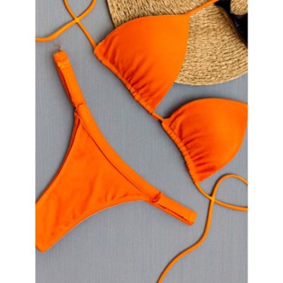 Conjunto biquíni Cortininha fita com bojo Suplex bronze calcinha fio dental regulável marquinha Moda Verão Tendência em Oferta na Shopee