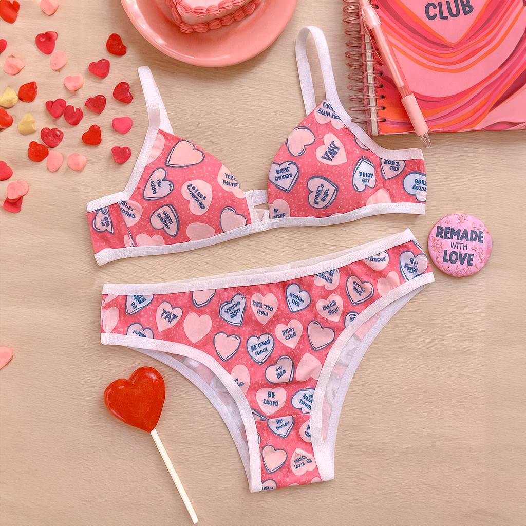 Conjunto Infantil Menina Moça Feminino Sutiã com Bojo e Calcinha Confortável