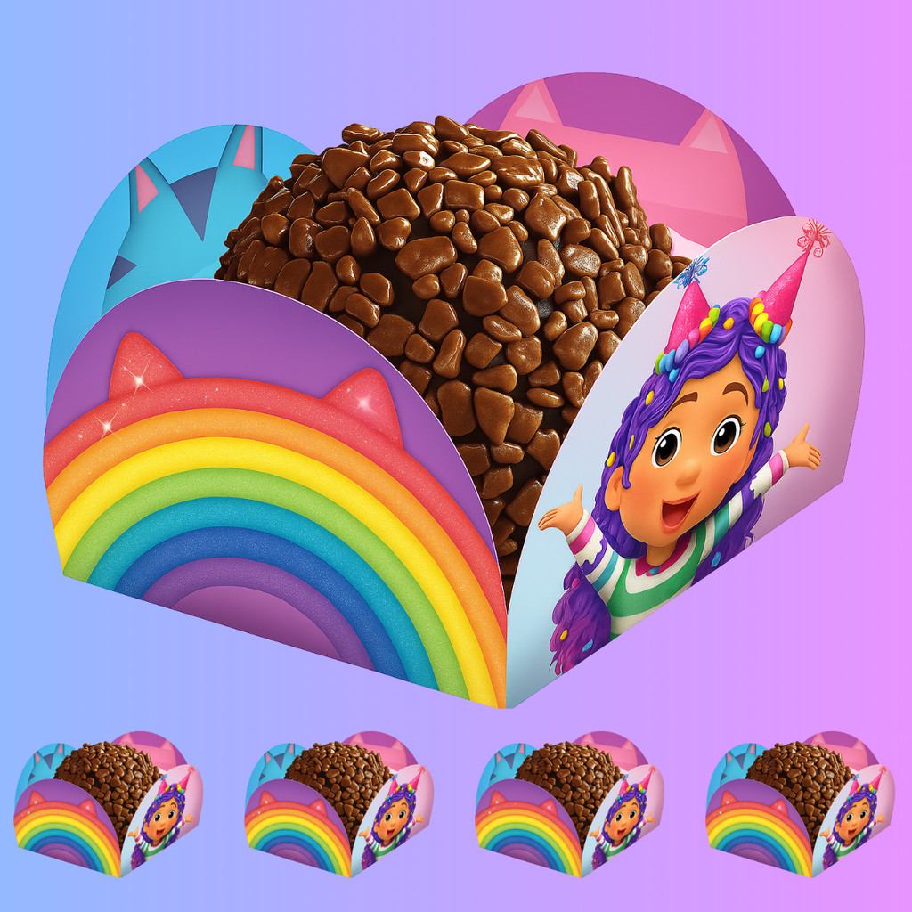Kit 40 Porta Forminhas A Casa Mágica da Gabby Doces Festa Aniversário Infantil em Oferta na Shopee