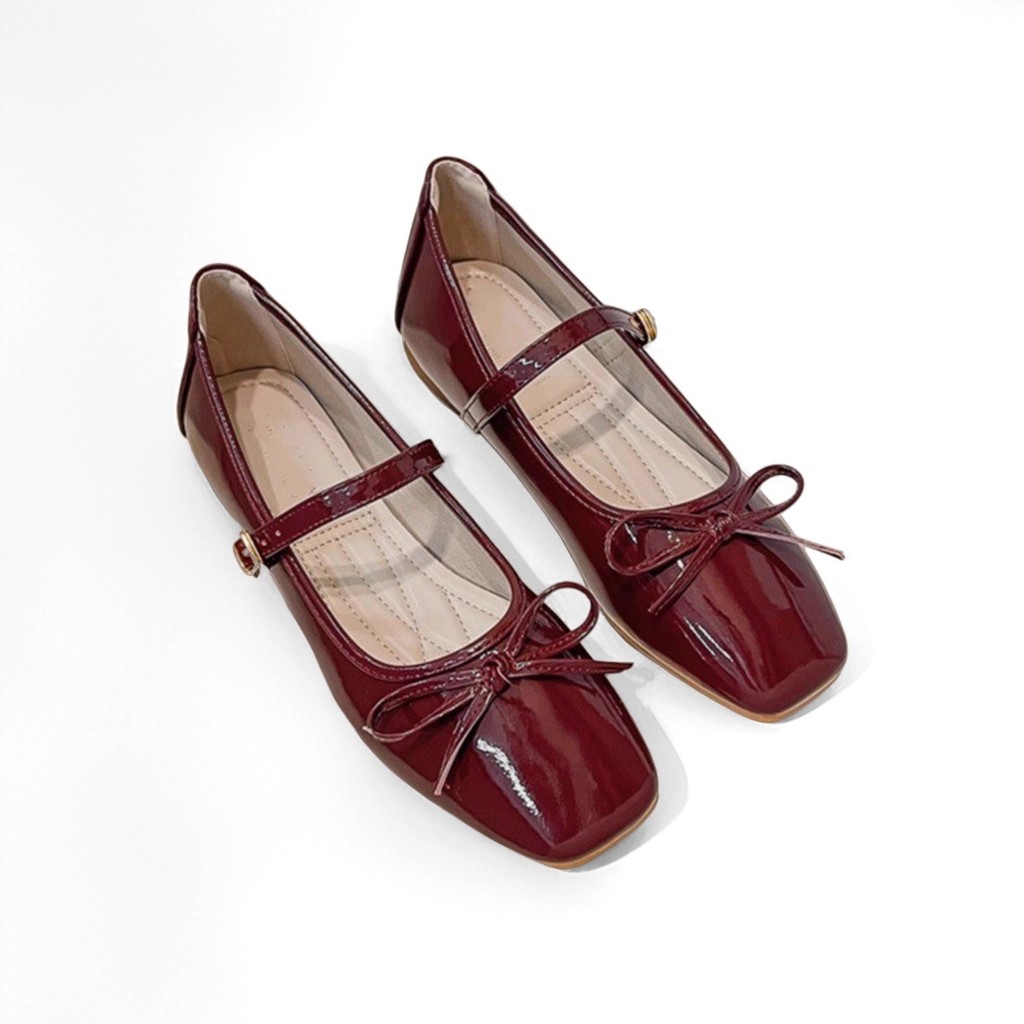 Lovito Sapatos Planos Elegantes Estilo Mary Janes com Laço para Todas As Estações Cor Bordô Mary Janes LFA86010 em Oferta na Shopee