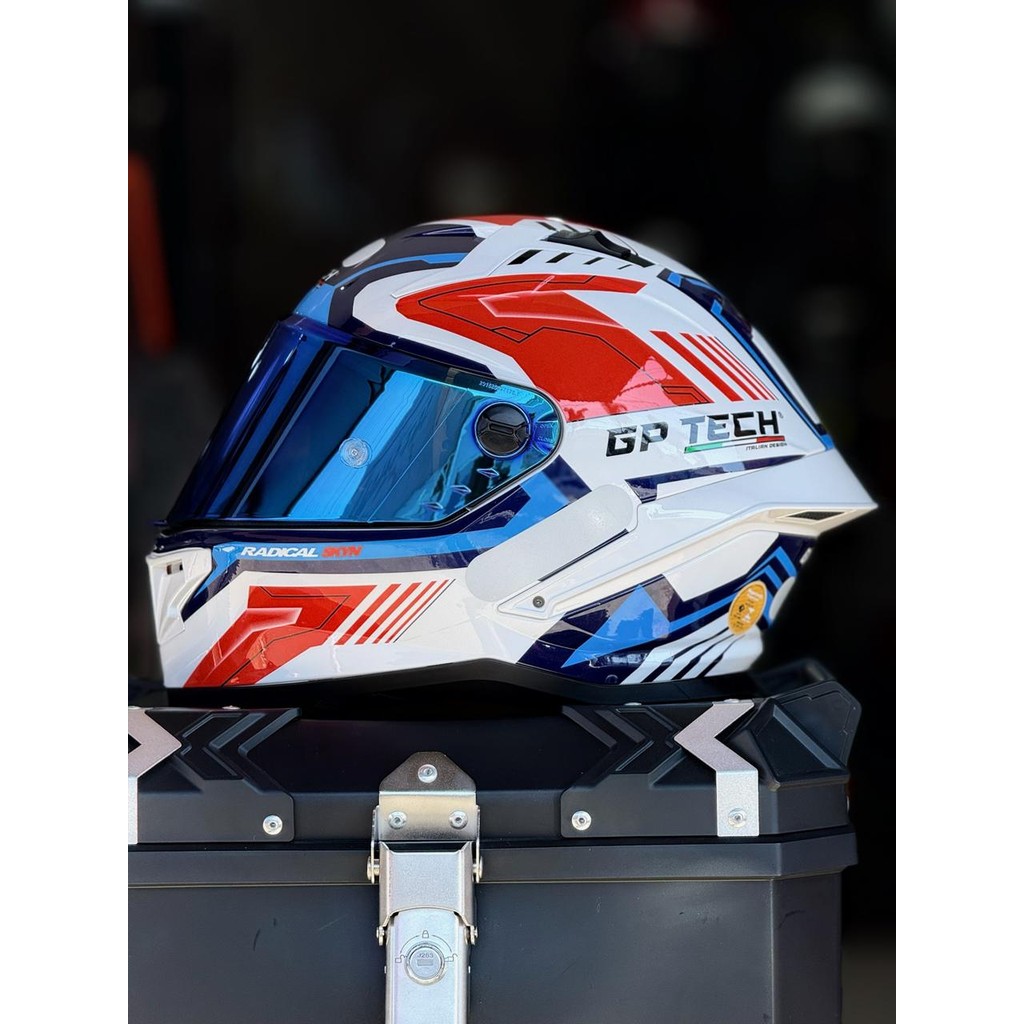 Capacete Gp Tech Branco/azul Pilot Stream com Viseira Collor