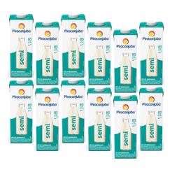 Piracanjuba Leite Semidesnatado 1L - Kit 12 unidades