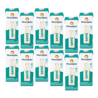 Piracanjuba Leite Semidesnatado 1L - Kit 12 unidades em Oferta na Shopee