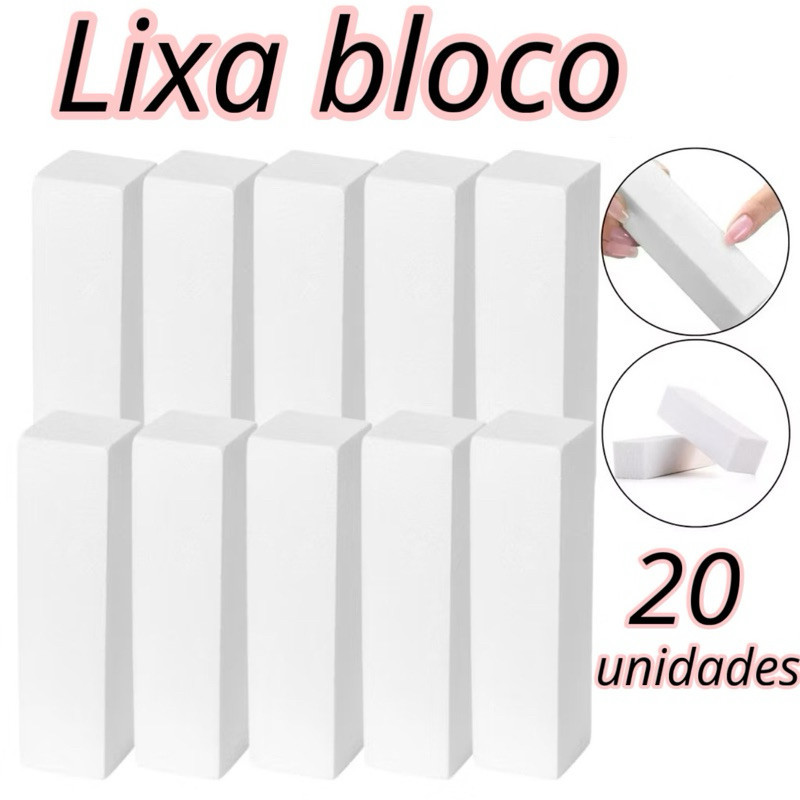 Kit com 5, 10 ou 20 Lixas bloco para polimento de Unhas Polidora Esponja Manicure Pedicure Unha