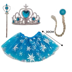 Kit Frozen Acessórios Varinha + Trança + Coroa + Saia - Festa tiara princesa Fantasia