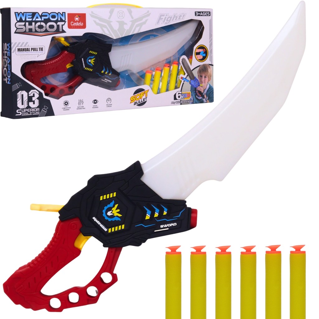 Espada Lançador de Dardos Vermelho Som Luz Manual - Castela em Oferta na Shopee