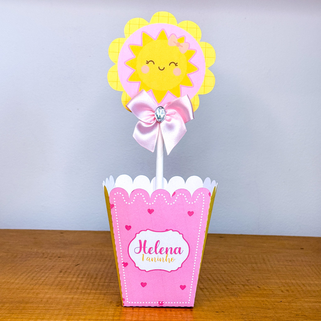 Centro de Mesa RAIO DE SOL MENINA (PEGUE E MONTE) /Cachepot Cachepô Personalizado/ Festa Aniversário Lembrancinha Mimo