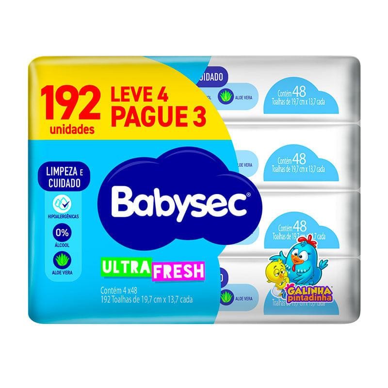 Kit Toalhas Umedecidas Babysec Ultrasec Fresh 192 Unidades em Oferta na Shopee