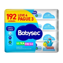 Kit Toalhas Umedecidas Babysec Ultrasec Fresh 192 Unidades